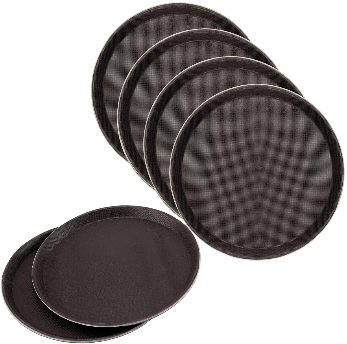 Dailygoods - Set van 6 Ronde Antislip Dienbladen voor Huis en Horeca