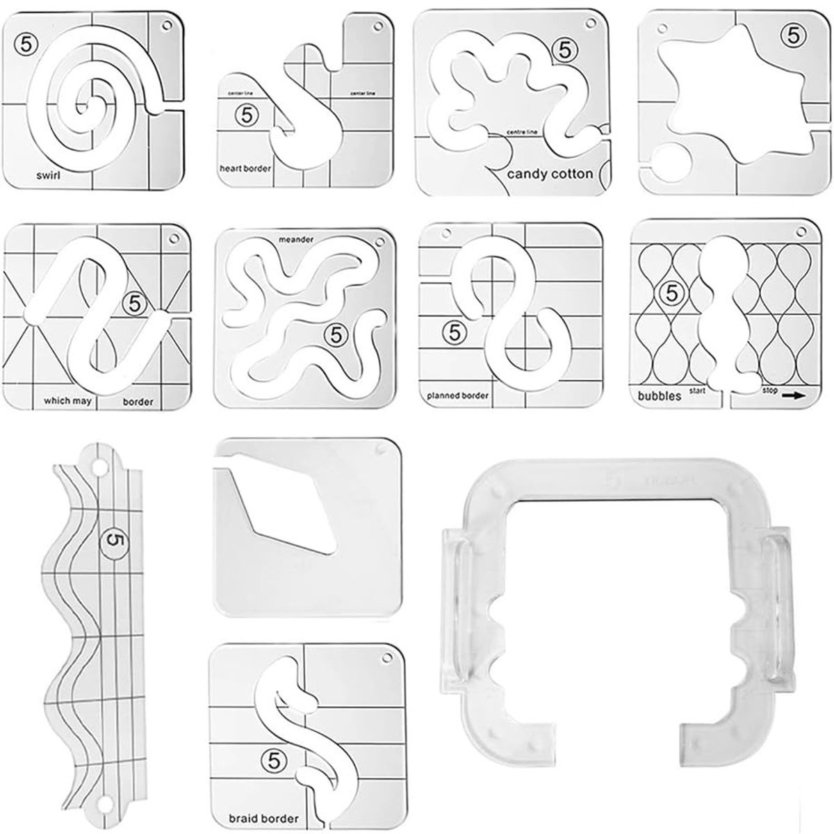 Dailygoods - 12-Delige Quilting Template Set voor Thuis Naaimachine