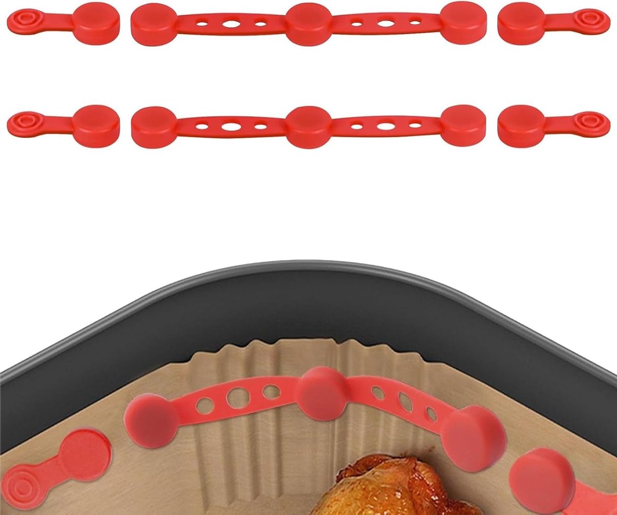 Set van 2 magneten voor bakpapier in de airfryer, silicone sluitingen en magnetische bevestigingen voor koken en bakken