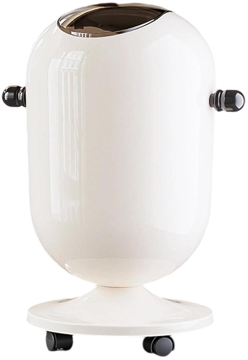 Afvalbak Met Deksel - Prullenbak Opbergemmer - Afval Opslag - Stille Wielen - 15 Liter - Romig
