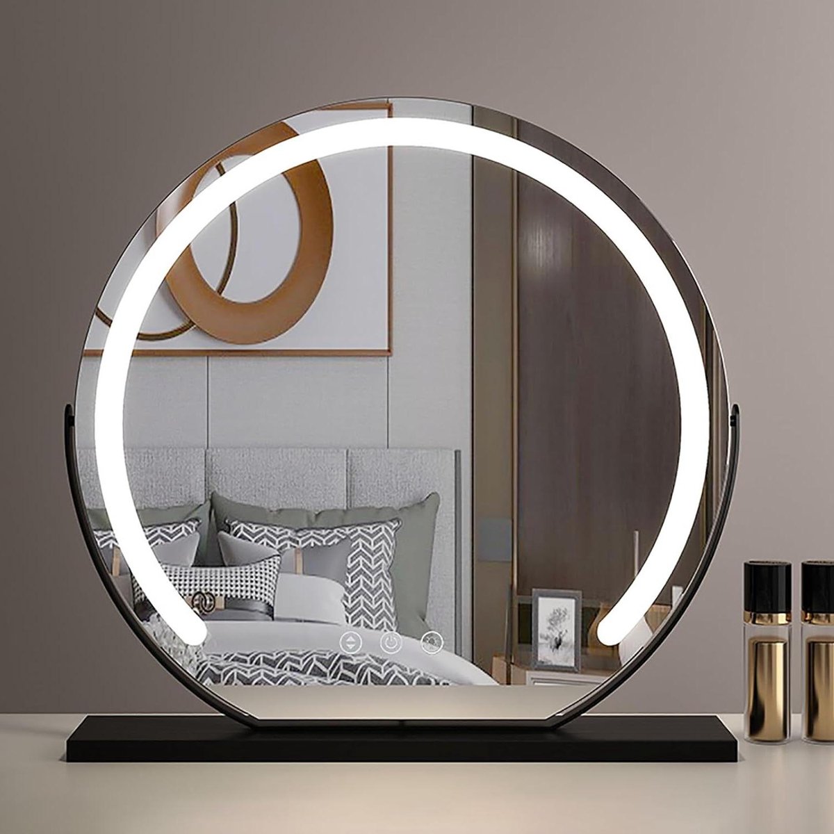 Make-up spiegel - Verlichte spiegel - Schoonheidsroutine - 360 graden rotatie - 40 cm - Zwart