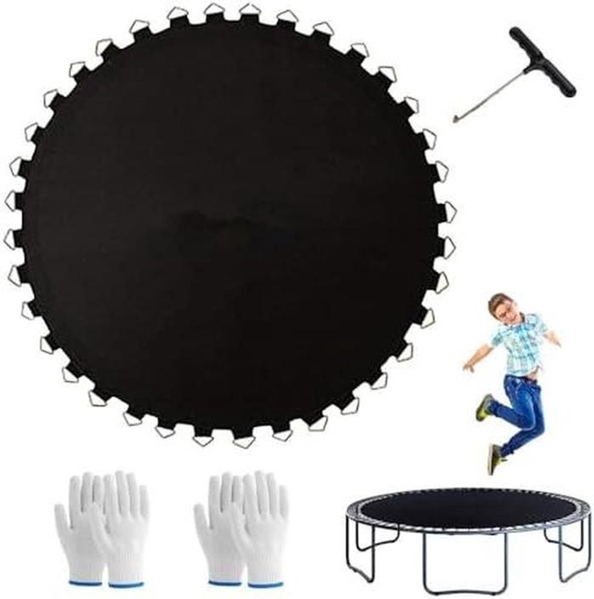 Trampoline Mat - Vervangende Springmat - Buiten Spelen - UV Bestendig - 6-16 Voet Frames - Zwart