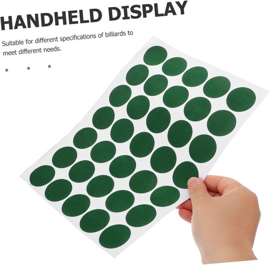 Snooker Plekstickers - Biljart Reparaties - Tafel Onderhoud - Zelfklevend Pluis Materiaal - 35 Stippen Per Vel - Groen — afbeelding 5