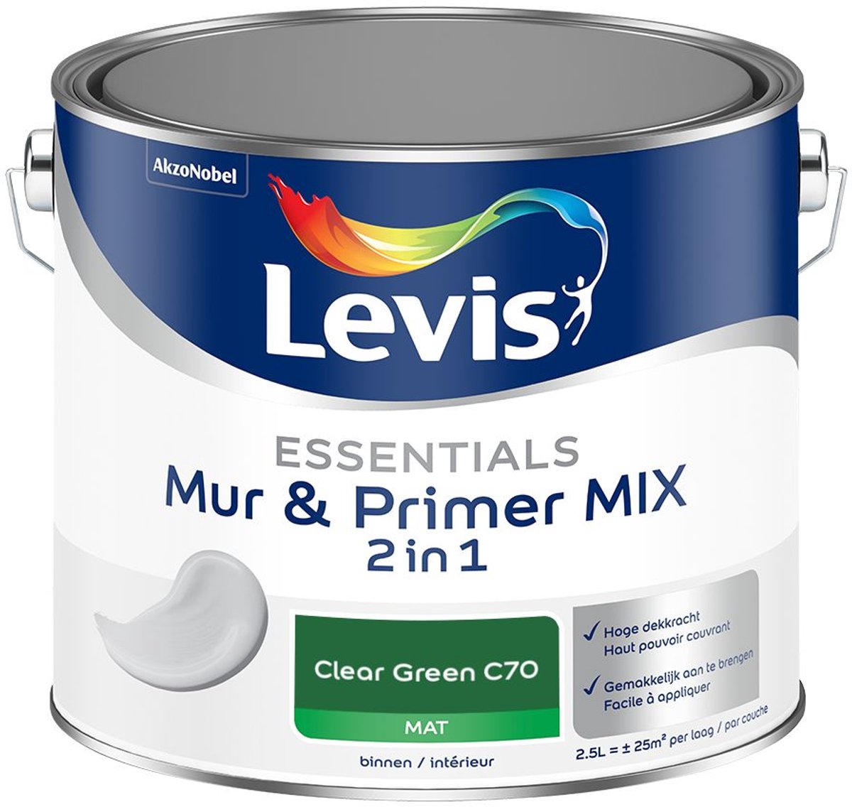 Levis - Essentials Mur & Primer Mix - Clear Green C70 - Mengverf - 2,5 L