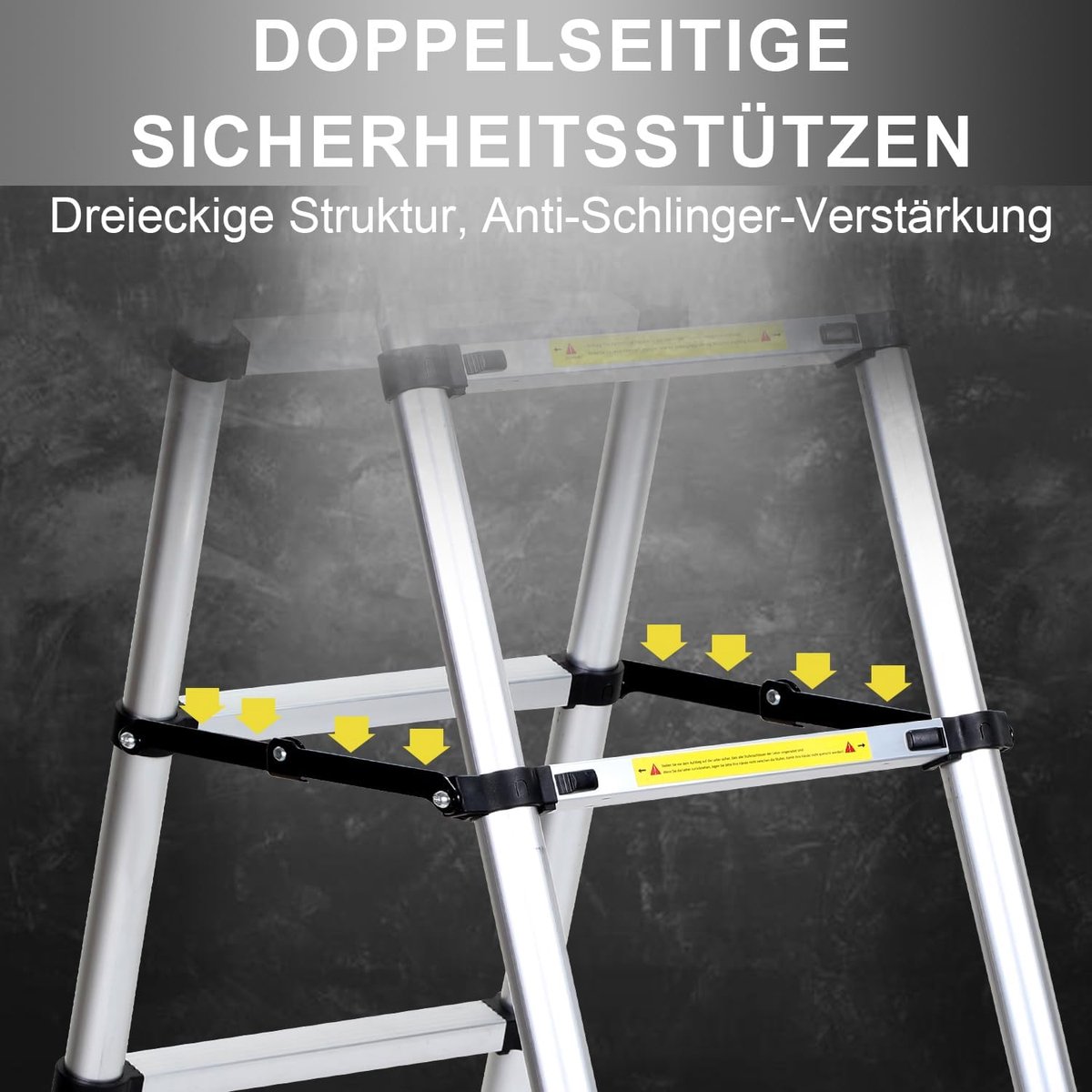 Eulenke Telescopische Ladder 1,4m+1,7m Aluminium Trapladder 4+5 Treden Draagbare Antislip Vouwladder, 150 kg Draagvermogen Staande Ladder, Aluminium Ladder voor Binnen, Buiten, Multifunctionele Ladder – foto 3