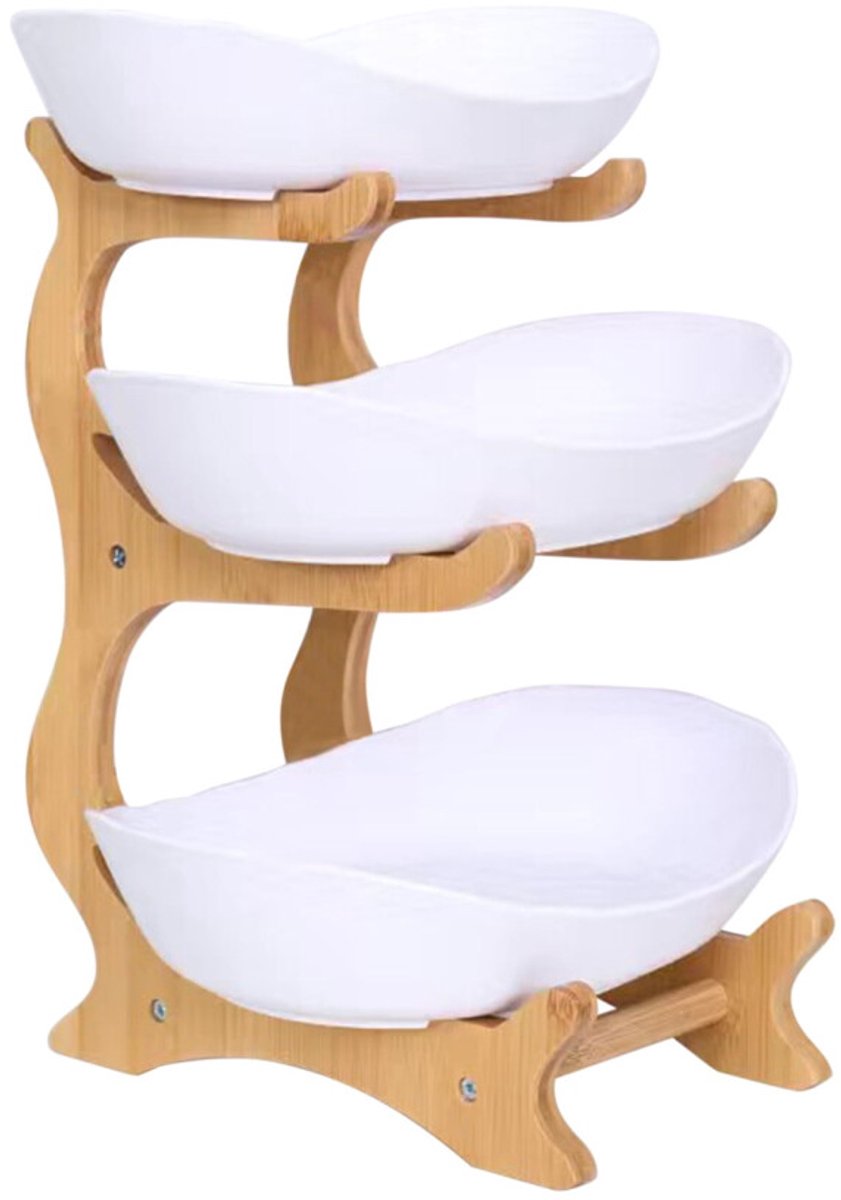 Drielaags houten fruitrek