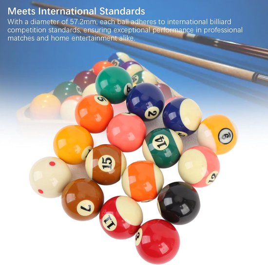 Biljart Ballen Set - Pool Ballen - Spel Spelen - Professionele Hars Kwaliteit - 57.2 mm Standaard - Meerdere Kleuren — afbeelding 2