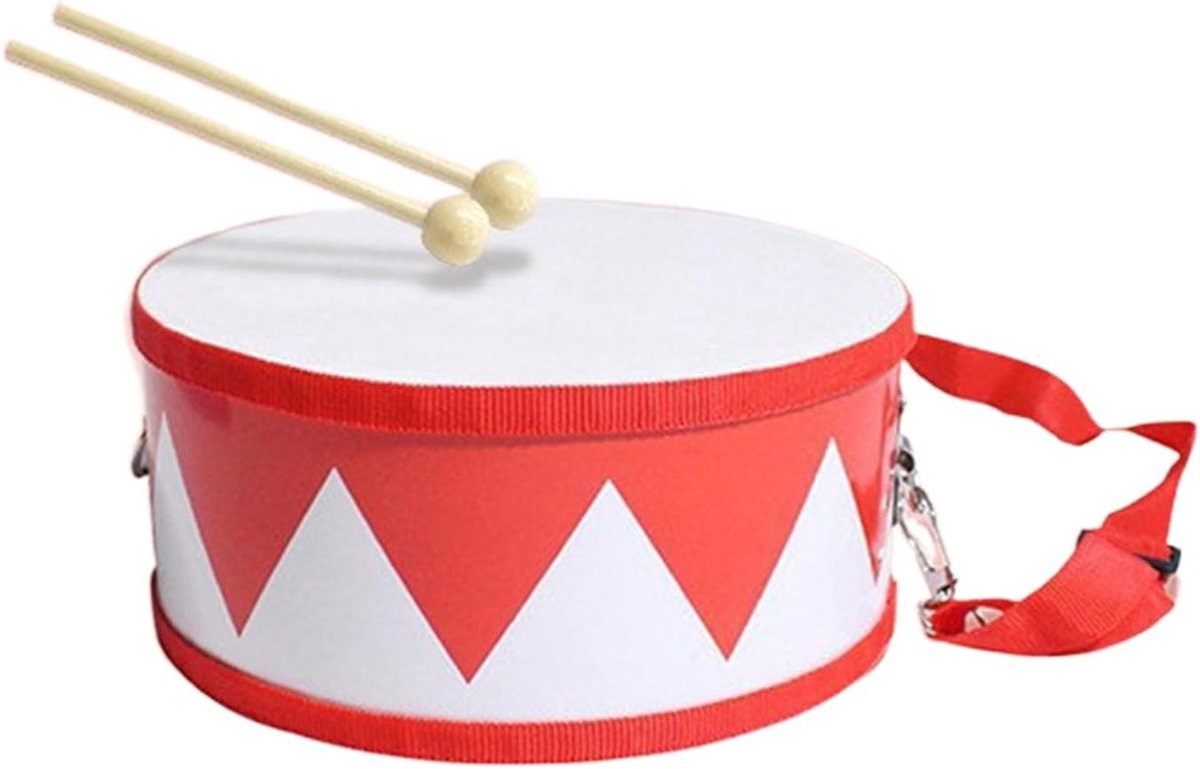 Speelgoeddrumset - Houten trommel - Muzikaal leren - Verstelbare riem - 15 cm - Meerkleurig