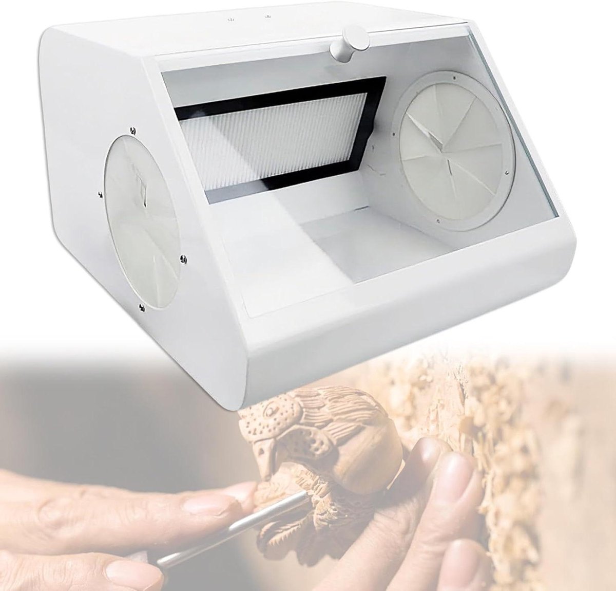 Stofafzuiging met LED - Afzuigkast Polijsten - Stofvrij Werken - Gehard Glas Scherm - 32.8 cm Breed - Zwart