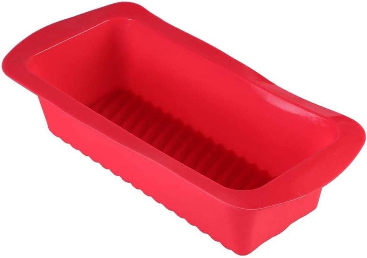 Rechthoekige broodvorm - Cake pan - Zelf bakken - Flexibel siliconen materiaal - 27 cm lengte - Rood