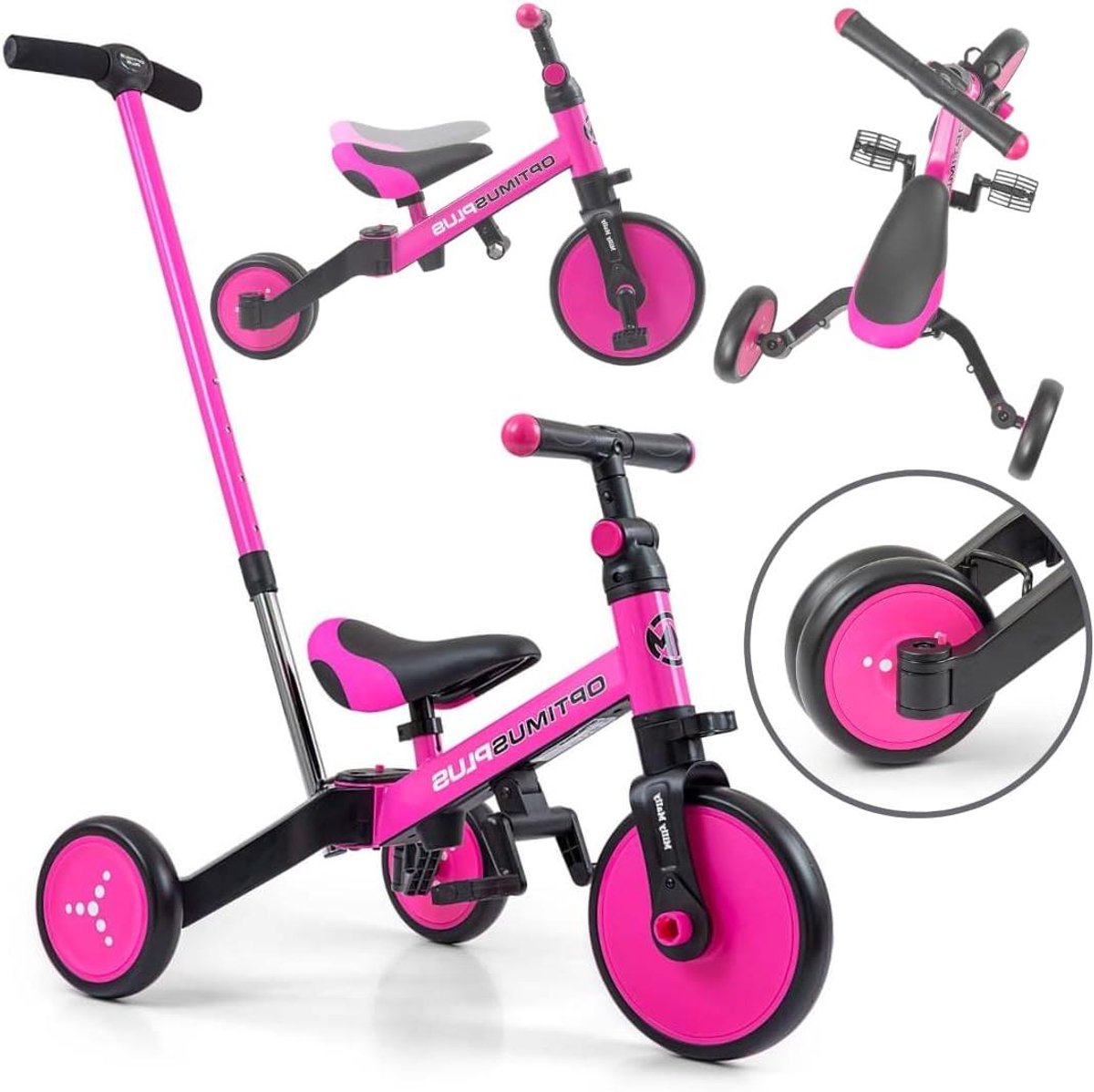 Kindertricycle 4-in-1 - Loopfiets Skelter - Leren Fietsen - Inclusief Duwstang - Vanaf 1 Jaar - Blauw
