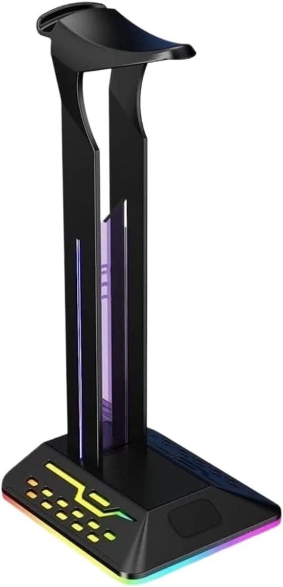 Koptelefoonhouder - Headsetstandaard - Bureau Organisatie - Met RGB verlichting - Type-C ingang - Zwart