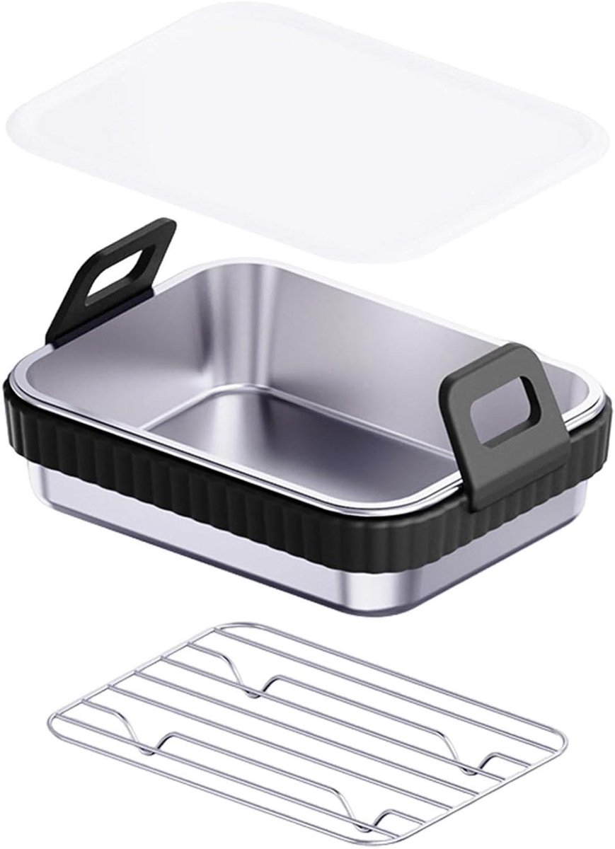 Airfryer Bakvorm - Keuken Gereedschap - Lucht Frituren - Antiaanbaklaag Deksel - 20 x 15 cm - Zwart