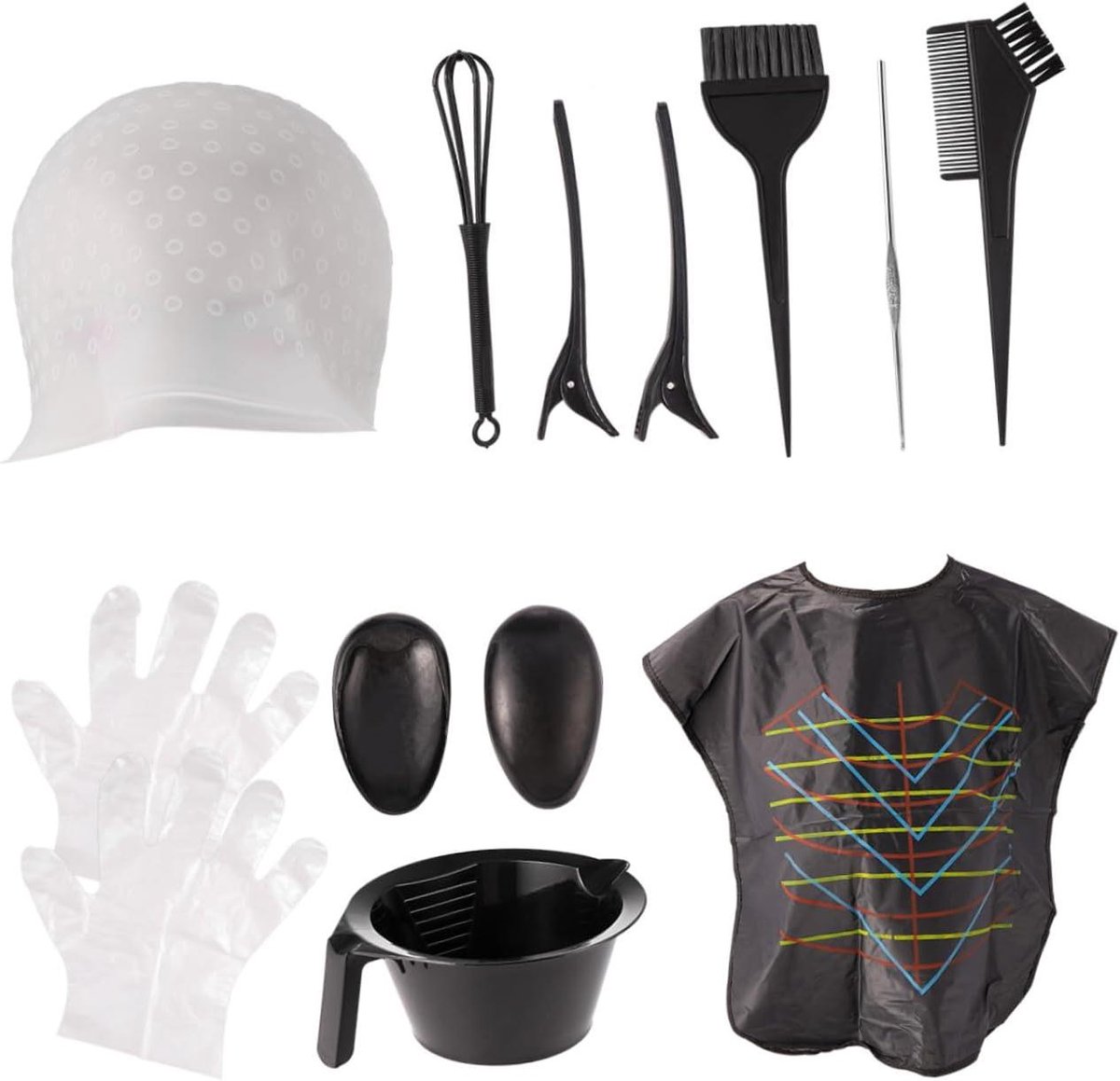 Verfset Haar - Accessoires Set - Haar Verven - 11 Delige Set - 18.2 x 3 cm - Zwart