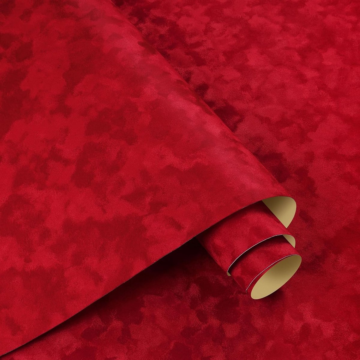 Vintage Velours Wandtapijt Rood Zelfklevend 44.5CM x 2M voor Meubelprojecten, Decoratie en Creatieve Klussen