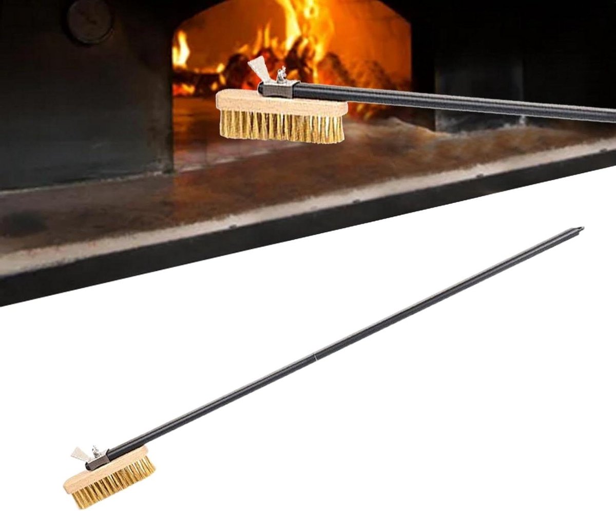 Pizzaoven Borstel - Stenen Reiniger - Oven Schoonmaken - Met Schraper - 54 cm Lengte - Aluminium