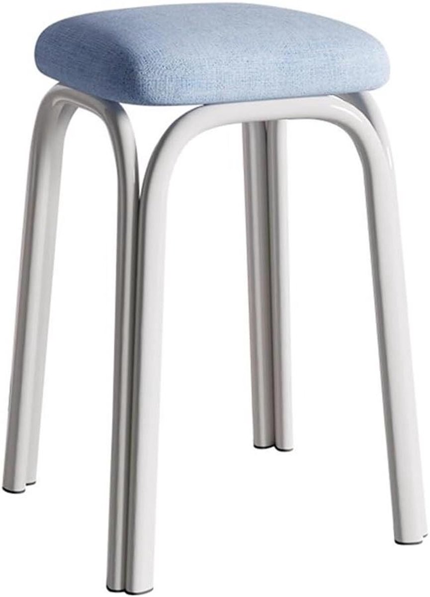 Barkruk Stapelbaar - Gevoerde Kruk - Ruimte Besparen - Antislip Voet - 48 cm Hoog - Blauw
