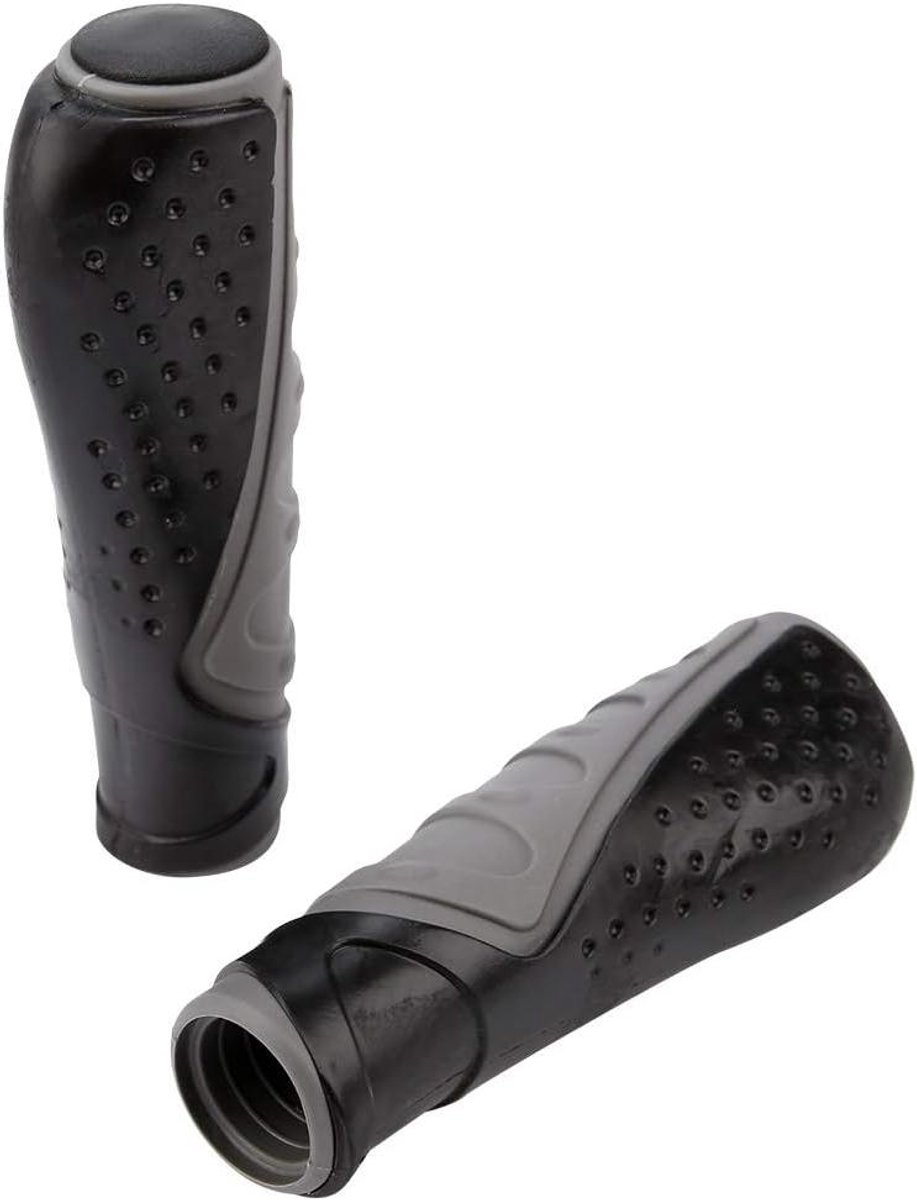 Fiets Antislip Lichtgewicht Stuurgrepen met Stuureindpluggen voor Comfortabel Fietsen Zwart en Grijs 5,1 Inch Lang voor de Meeste Gewone Fietsen, Mountainbikes, Racefietsen