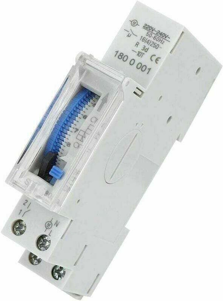 16A programmeerbare tijdschakelaar – AC220-240V – mechanische timer van 15 minuten tot 24 uur – DIN-railmontage –
