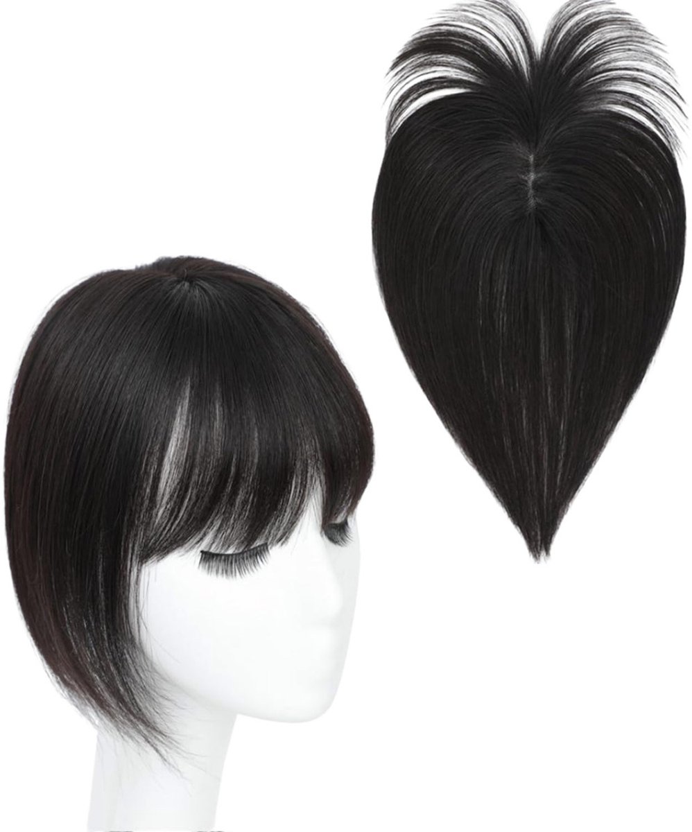 Topmelon Clip-in Haartopje met Pony - 27cm Synthetisch Haarwerk voor Pruiken Dames - Kort Haar Wig Volumizer