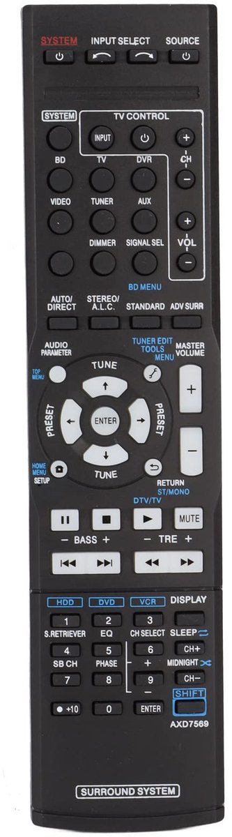 Store_8 - AXD7569 Afstandsbediening - Vervangingsmodel - Eenvoudig in gebruik - Geschikt voor Pioneer - Inclusief batterijvak - Ideaal voor AV ontv...
