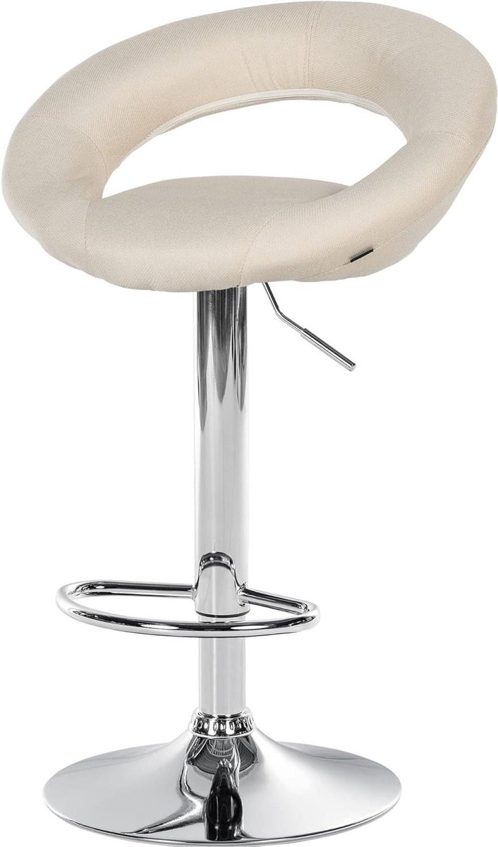 Barkruk Stof - Kruk Stoel - Comfortabel Zitten - In Hoogte Verstelbaar - 80-101 cm - Creme