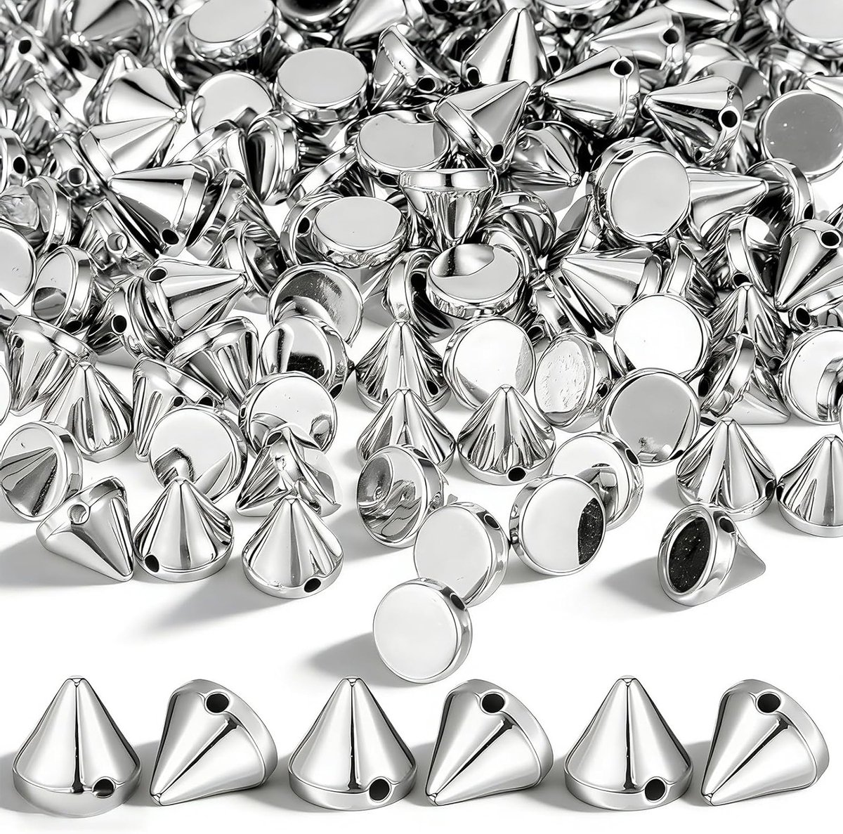 440 Stuks Zilveren Studs voor Kleding, 8mm Plastic Spikes voor DIY Crafts, Leren Jassen, Schoenen en Tassen Decoratie