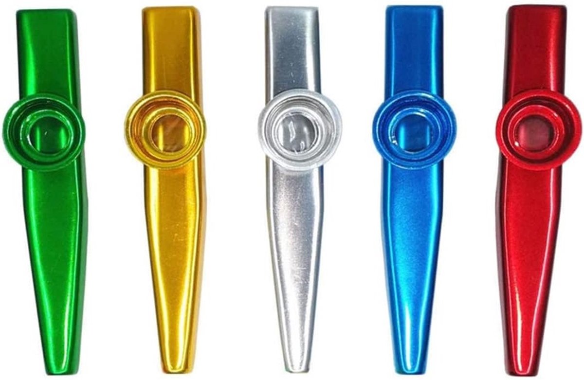5-delige Kazoo Set van Aluminium Legering met Membrane voor Gitaar en Harmonica, Muzikaal Speelgoed voor Kinderen, Perfect Cadeau voor Muziekliefhebbers