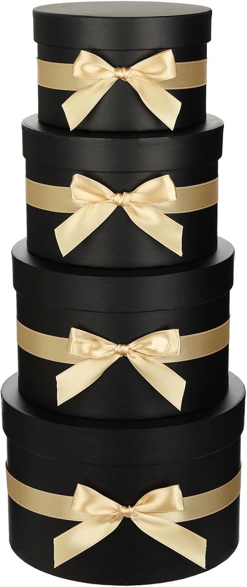 4 stuks zwarte geschenkdoos met strik - geschenkdozen voor cadeauverpakking - feestverpakkingen verjaardag bruiloft