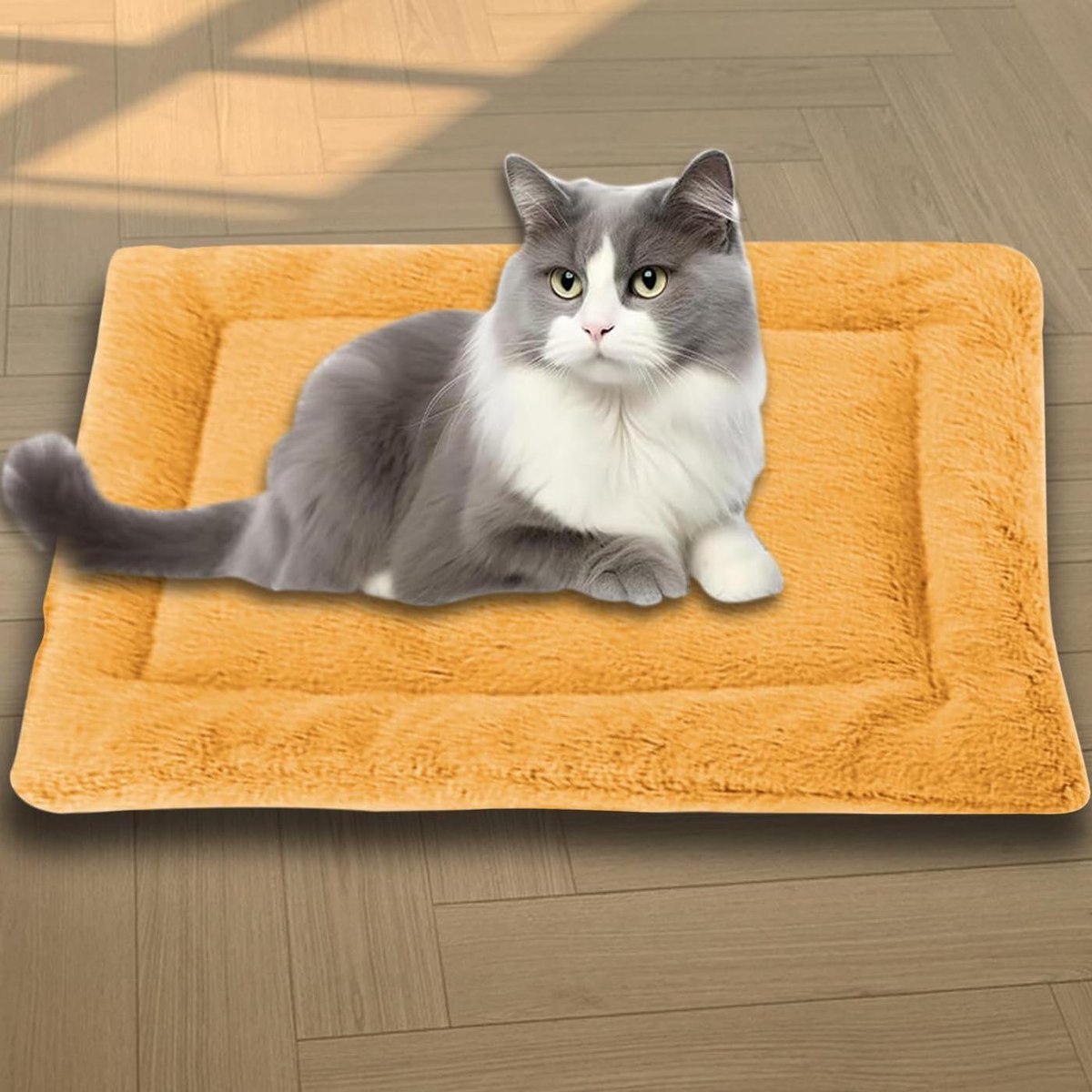 Kalmerend Huisdierbed - Kattenmat Hondendeken - Diepe Slaap - Dubbelzijdig Flanel - 65 x 55 cm - Oranje