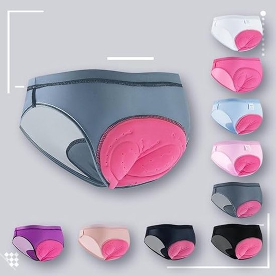 3D-gevoerde onderbroek voor dames - geschikt voor fietsen, paardrijden, en als gewatteerde fietsbroek met ademend - ergonomisch ontwerp - Paars - XL — afbeelding 4
