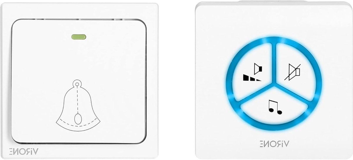 Draadloze Deurbel - Bel zonder batterijen - Bezoekers Melder - Zelfvoorzienende Zender - 80 m Bereik - Wit