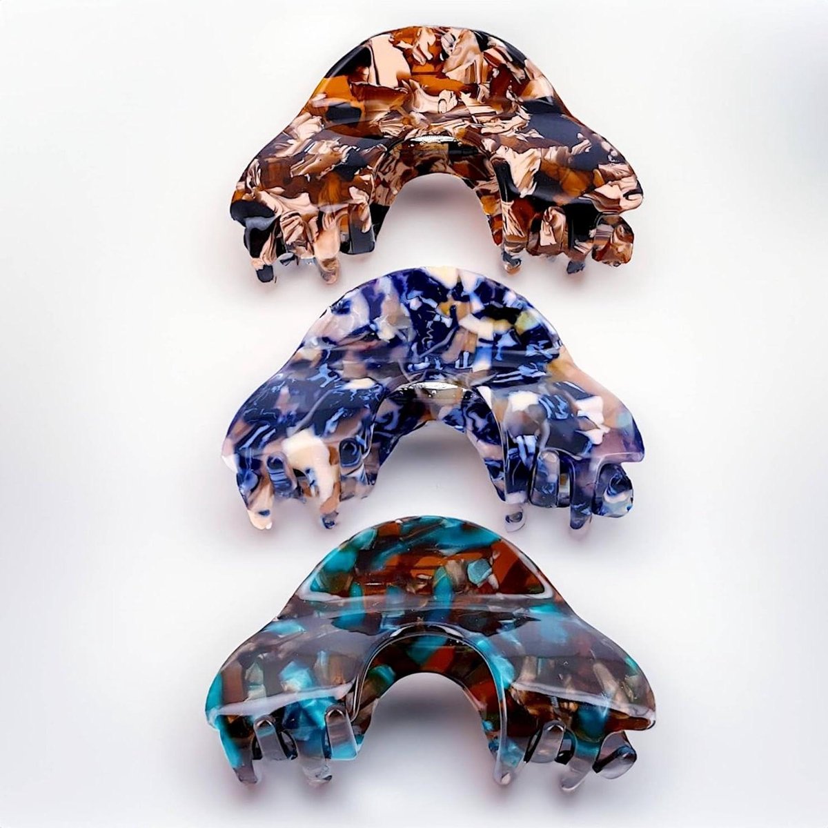 Haarclips Set - Krabklemmen Dames - Haar Stylen - Gradient Kleuren - 7 cm - Bruin Blauw