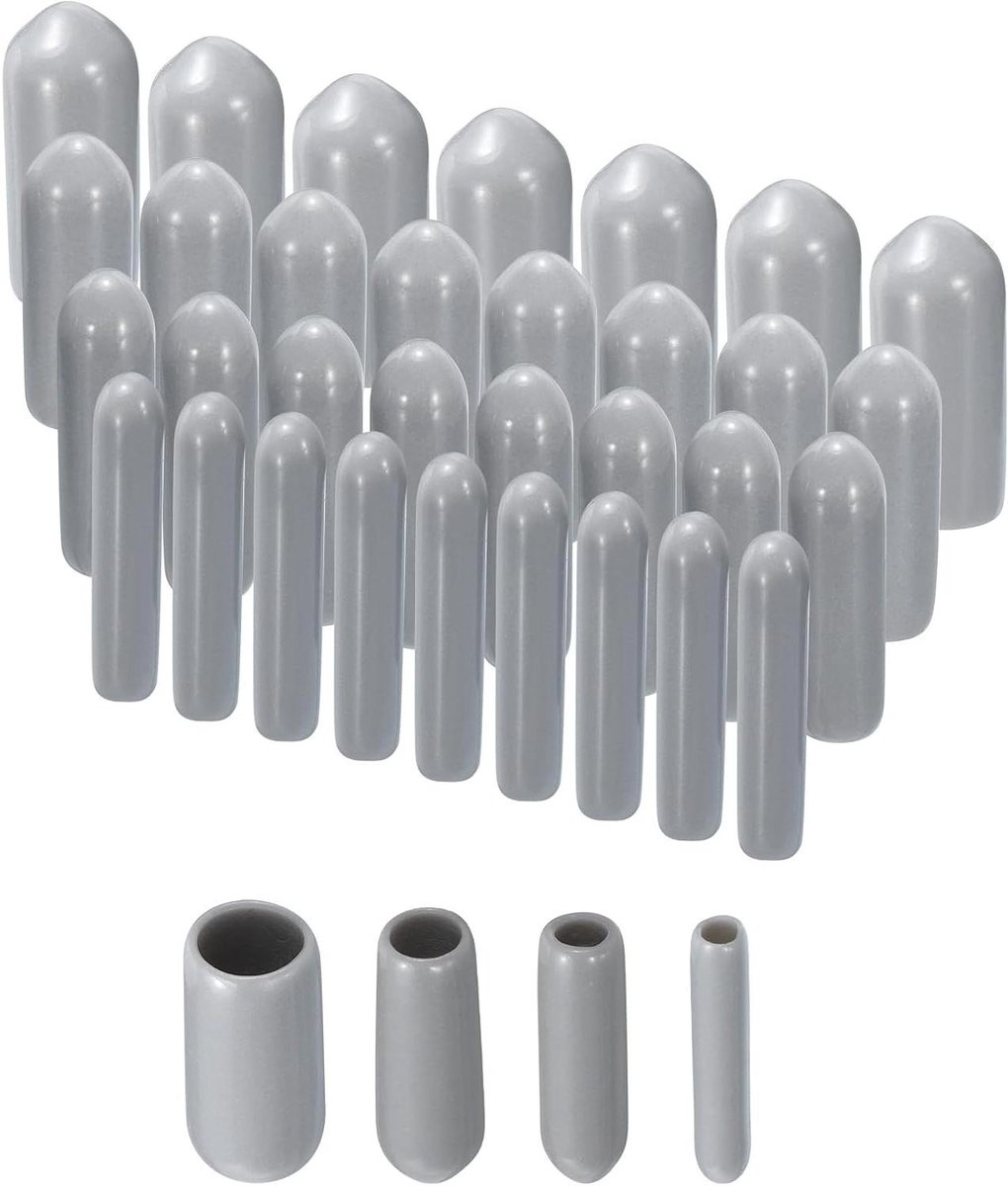 Rubberen Eindkappen - Vinyl Doppen - Vloer Beschermen - Flexibel Vinylrubber - 4 Maten - Grijs
