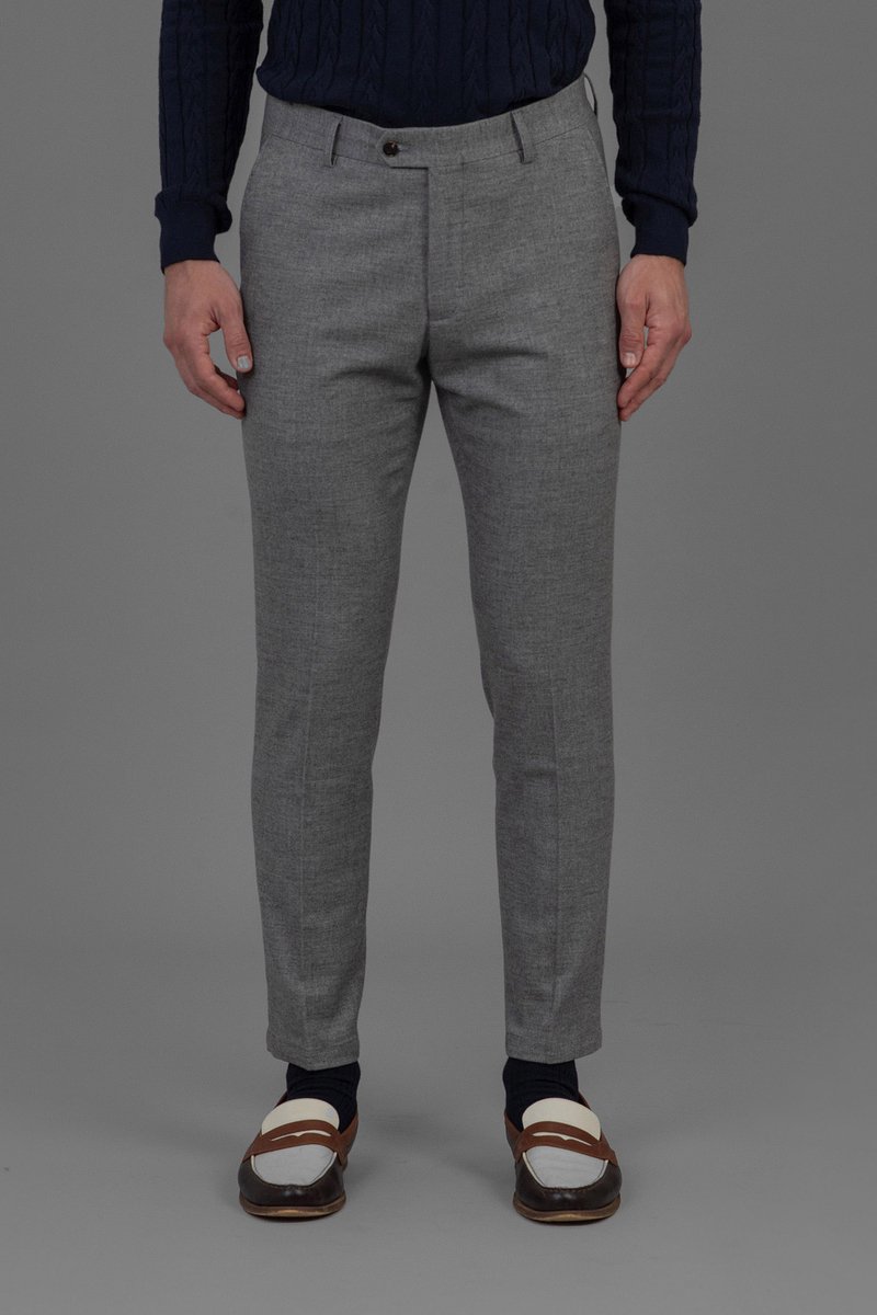 Laurent Vergne - Heren - Broek - Grijs - flanel - maat 46 - Slim fit