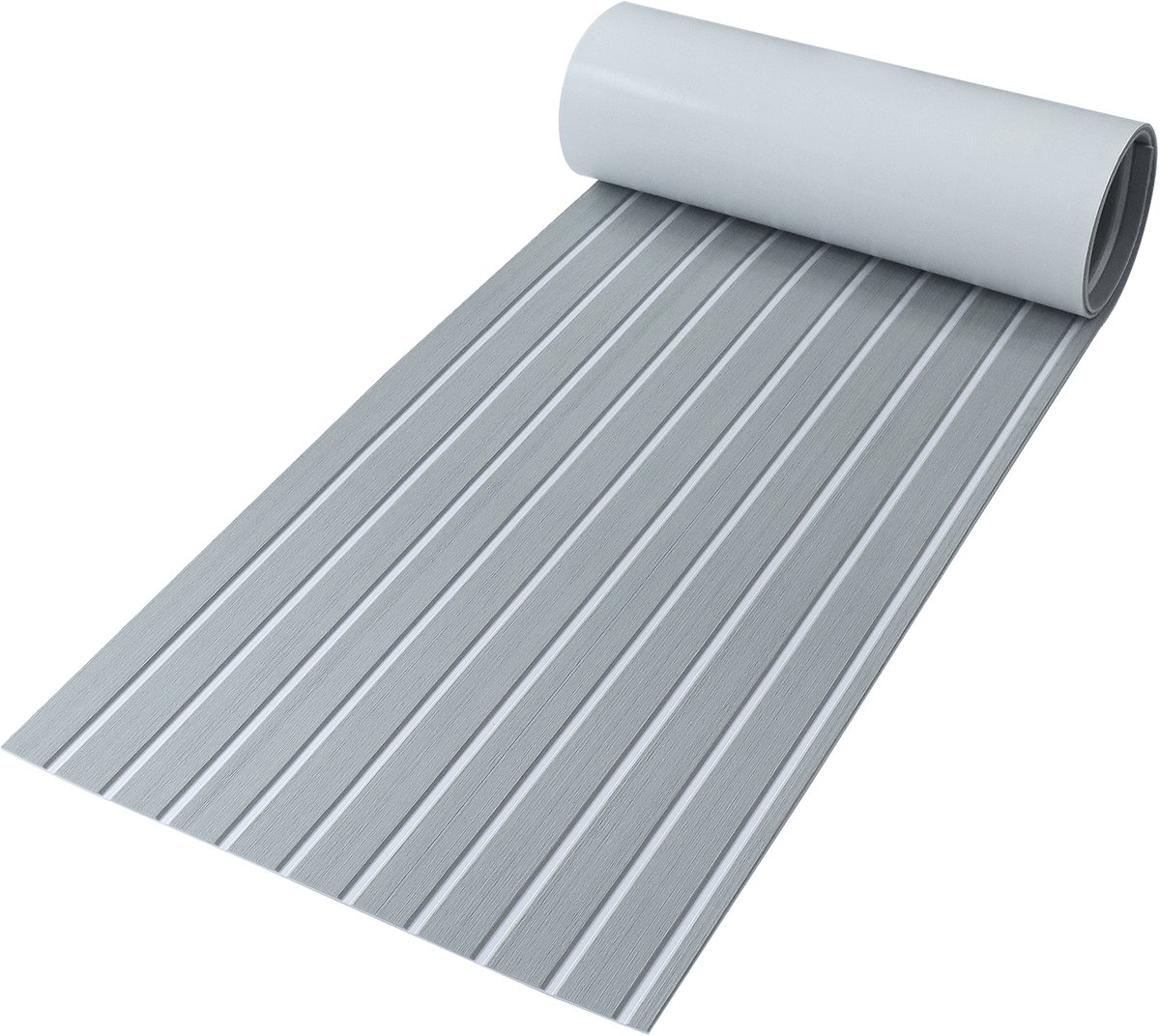 EVA Teak Foam Pro Series Bootmat – Zelfklevende Premium Vloerbedekking voor Boten – 240 x 60 cm – Licht grijs met Witte Lijnen – Duurzaam & Luxe Anti-slip – TeakFoamShop