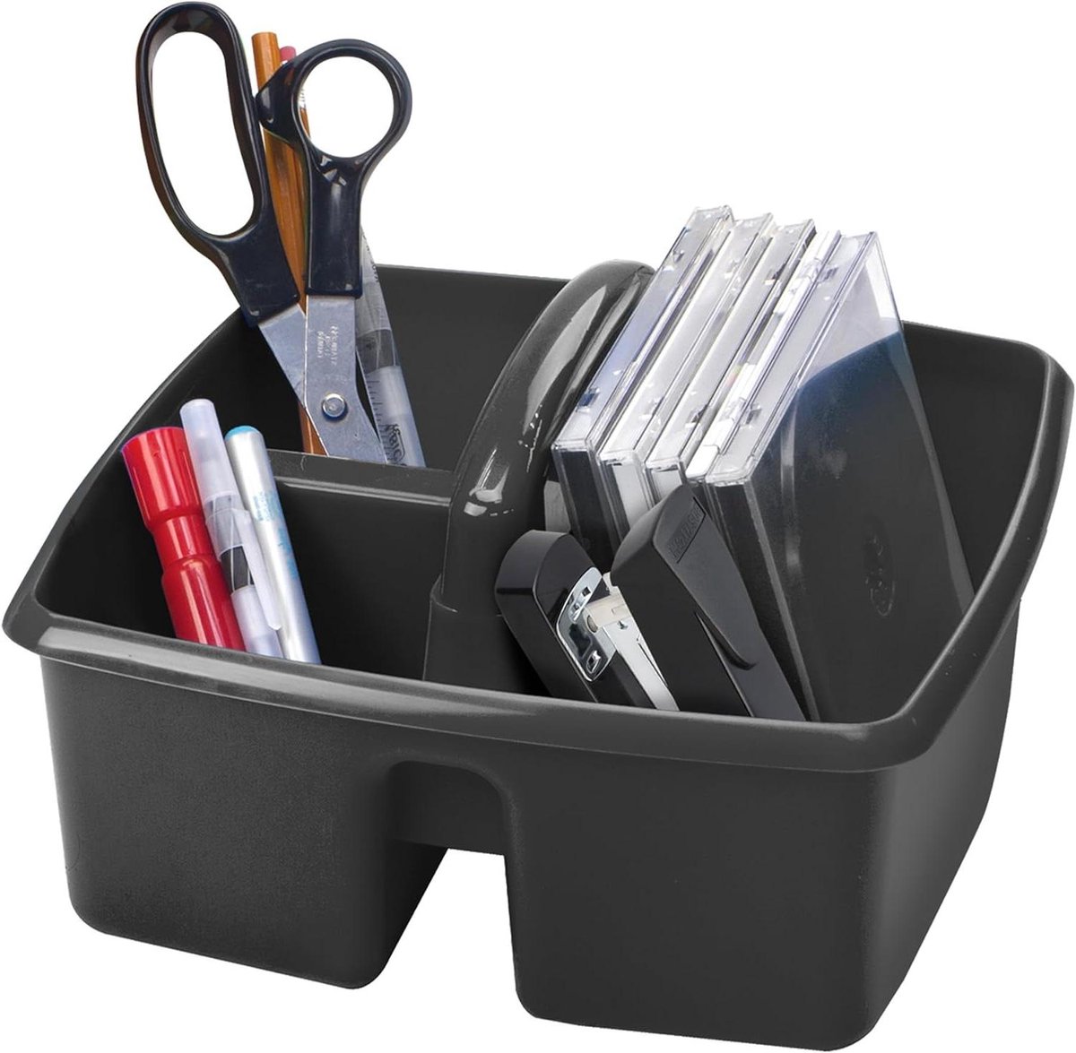 Opberg Caddy - Kleine Organizer - Knutselbenodigdheden Sorteren - Met Handvat - 3 Vakken - Zwart