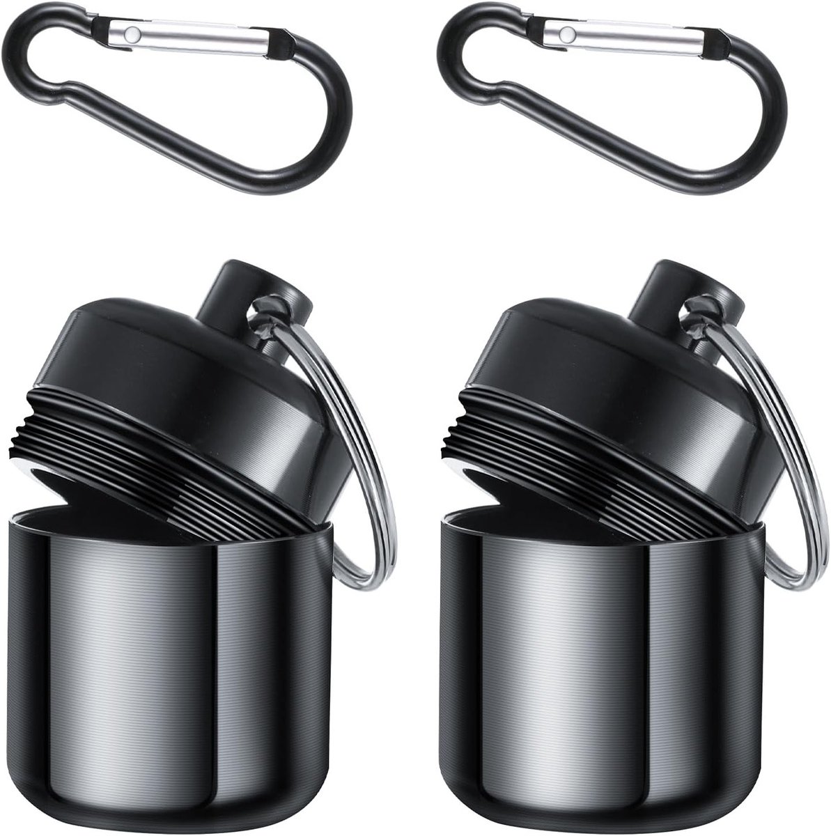 2-Pack Oordopjes Opbergtas met Carabiner, Waterdichte Metalen Oordopjeshouder voor Reizen, Ergonomische Sleutelhanger en Pillendoos voor Oordopjes