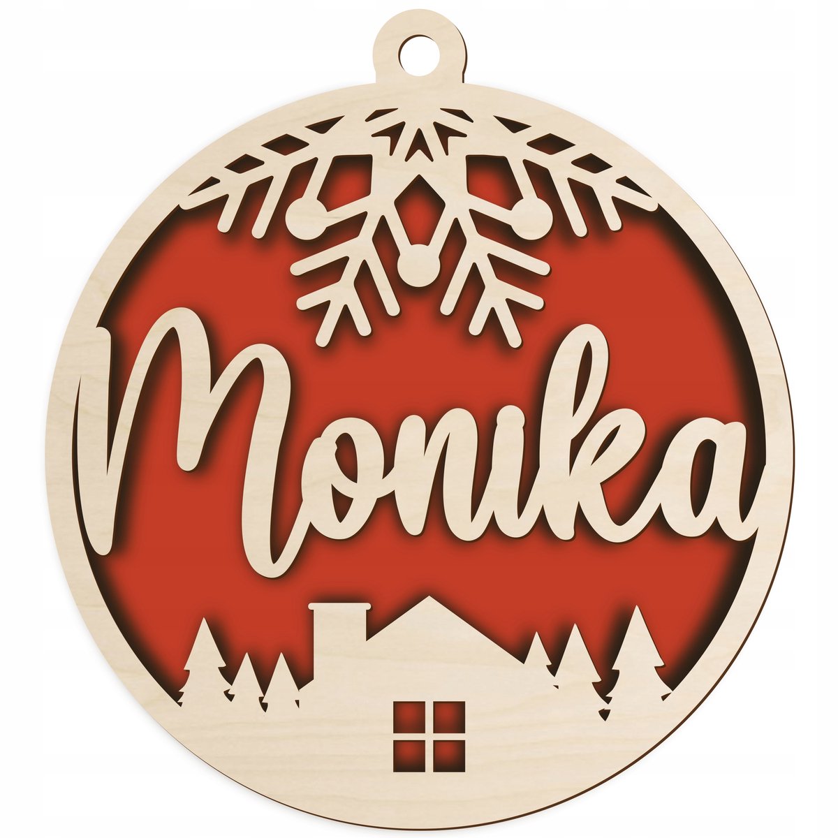 SMX Design - Persoonlijke Houten Kerstbal - Hout en Vilt - 9x10 cm