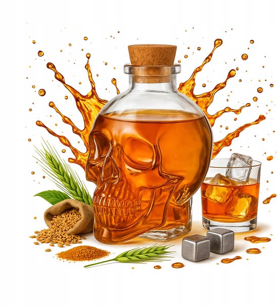 Whiskykaraf 1000 ml set met 2 whiskyglazen - België