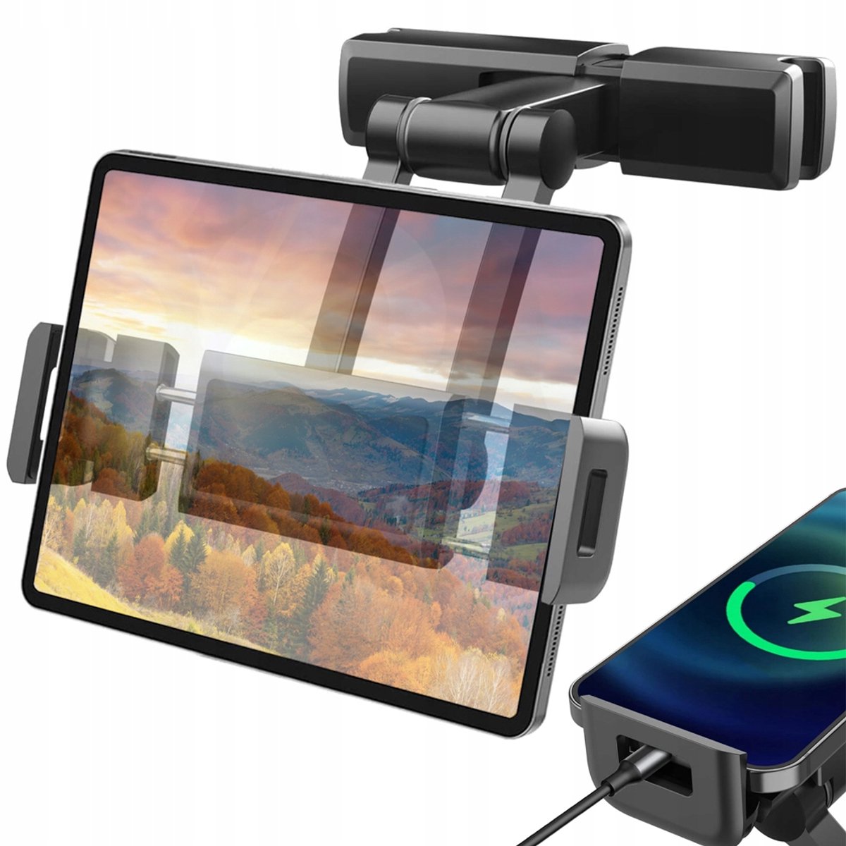 JPC - Tablet Houder Hoofdsteun Auto - Tablet Houder - Telefoonhouder Hoofdsteun- Auto Accessories - Auto Houder - Zwart