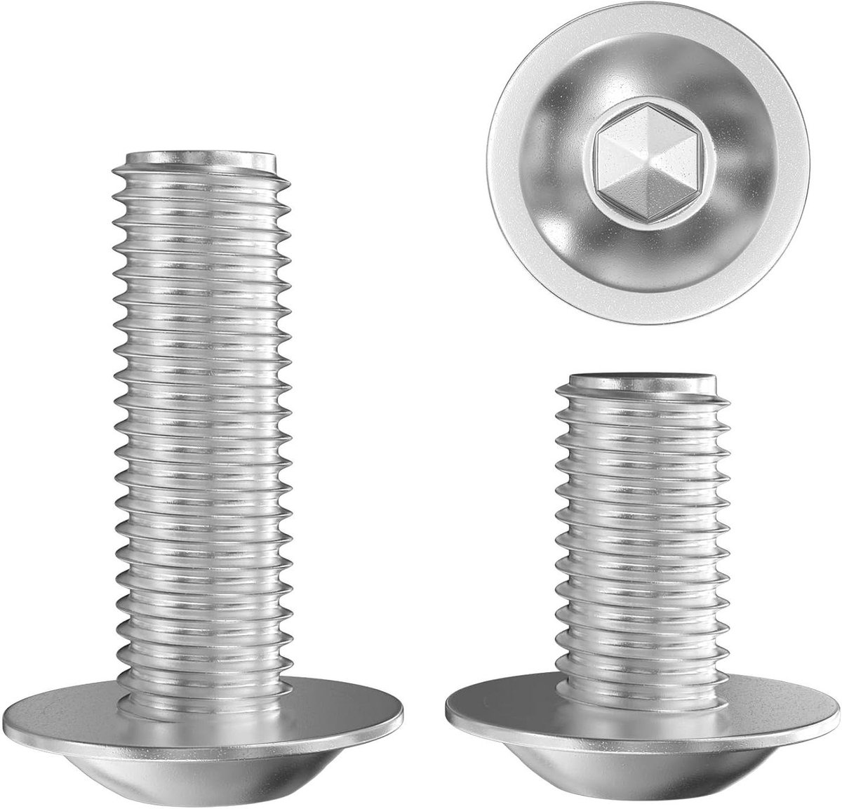 Lenskoppen schroeven - Binnenzeskant schroeven - Meubelmontage - Geïntegreerd flensontwerp - M6 x 12 mm - Zilver