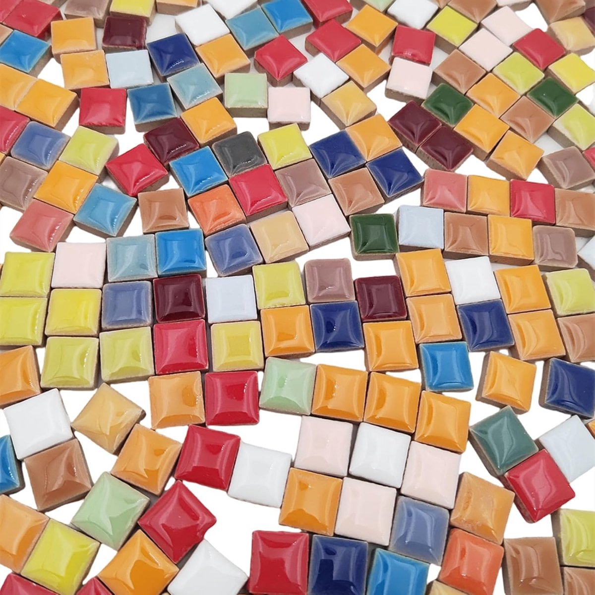 500g Vierkante Keramische Mozaïektegels voor Ambachten - 1.2x1.2cm Porseleinen Mozaïektegels - Vierkante Mozaïkstukken voor DIY Mozaïekprojecten - Thuisdecoratie (Gemengde Kleur)