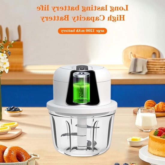 Mini Uienhakker - Draadloze Elektrische Hakmachine 350ml, Oplaadbaar, Geschikt voor Uien, Fruit, Noten en Vlees — afbeelding 4