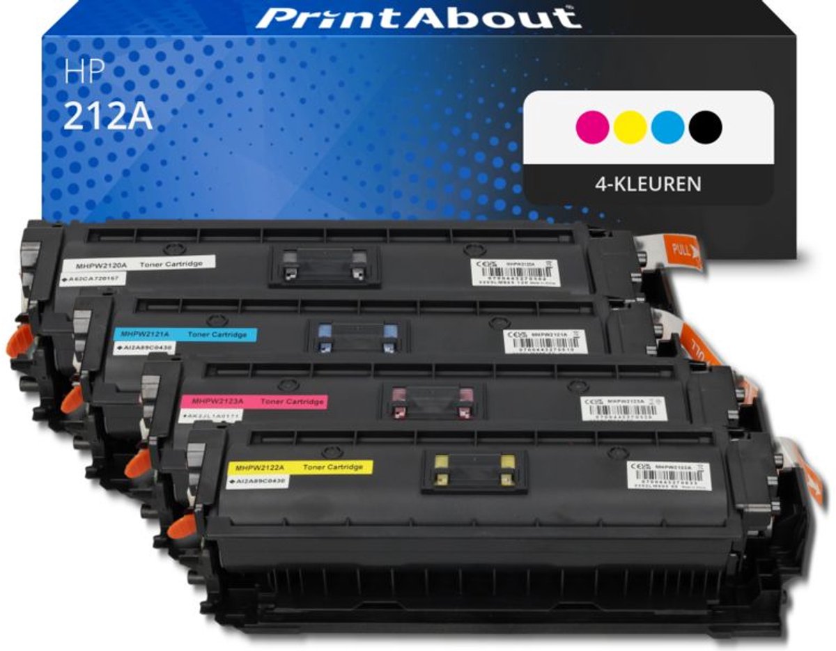 PrintAbout huismerk Toner 212A (W2120/21/22/23A) 4-kleuren Multipack geschikt voor HP