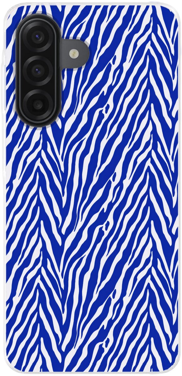 Telefoonhoesje Geschikt voor Samsung Galaxy A17 hoesje - Zebra - Patroon - Kobalt - Blauw - Siliconen Telefoonhoesje Telefoonhoesje