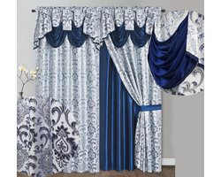 Jacquard Raamgordijn - Gordijnpaneel Gordijnstof - Woonkamer Decoratie - Dubbellaags Materiaal - 137x228 cm (2 stuks) - Donkerblauw