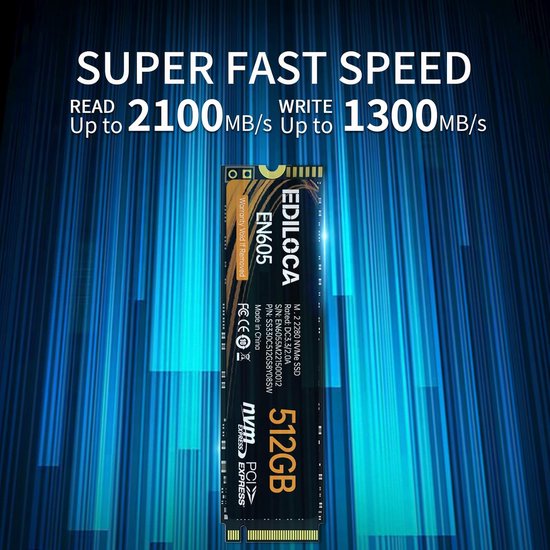 Interne SSD - Solid State Drive - Sneller Computer Gebruik - NVMe PCIe Gen3x4 - 512 GB - Zwart — afbeelding 3