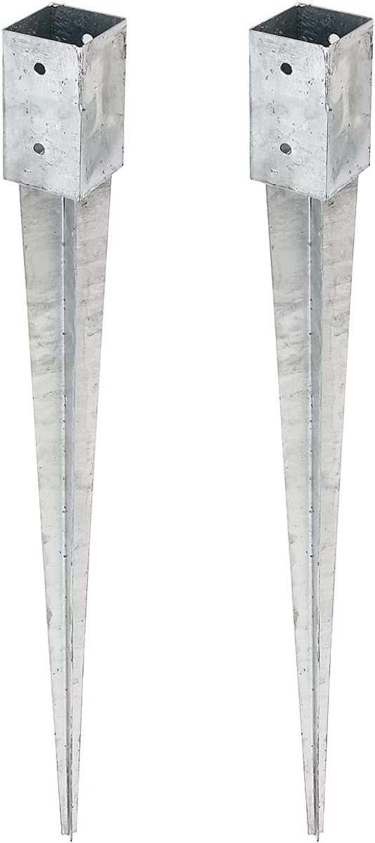 Alberts 211691 inslag-paalvoet | voor ronde of vierkante houten palen | thermisch verzinkt | 71 x 71 mm | totale lengte 900 mm | set van 2