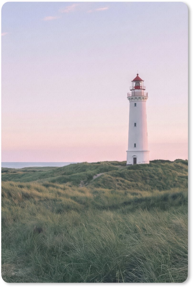 Muismat 13x20 cm - Mousepad Vuurtoren - Duinlandschap - Zee - Muismatten